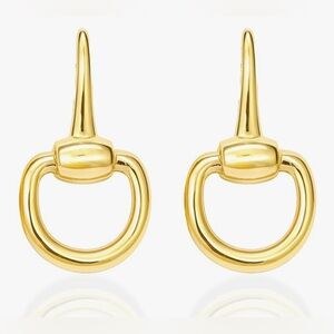 Neiman Marcus Polished Gold D-Ring Drop Earrings